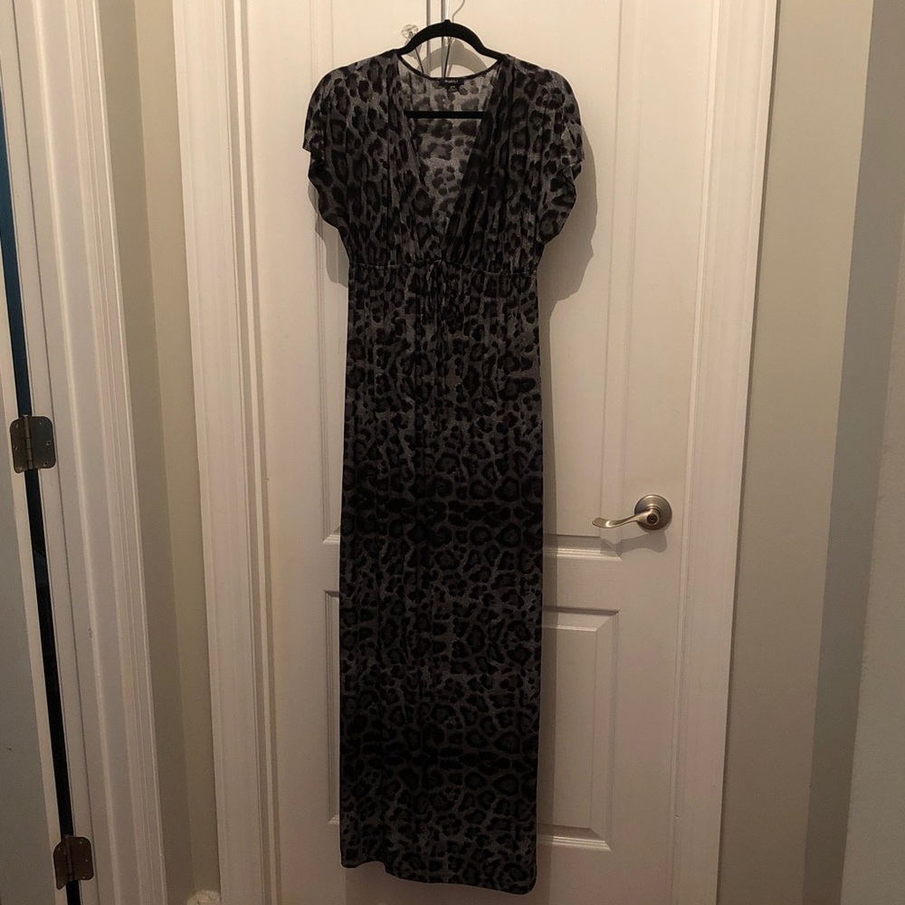 Rhapsody Gray Patterned Animal Print Dress